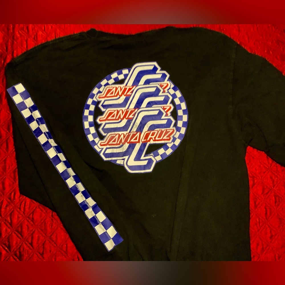 Santa Cruz Skateboards Long Sleeve T Shirt Front/Back/Sleeve Print Sz L